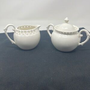 GRACE'S TEAWARE Vintage Porcelain White Creamer and Sugar Set